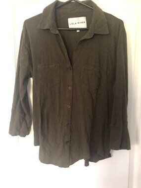 Lola River Olive Green Pocket Button Down Shirt - Size XL